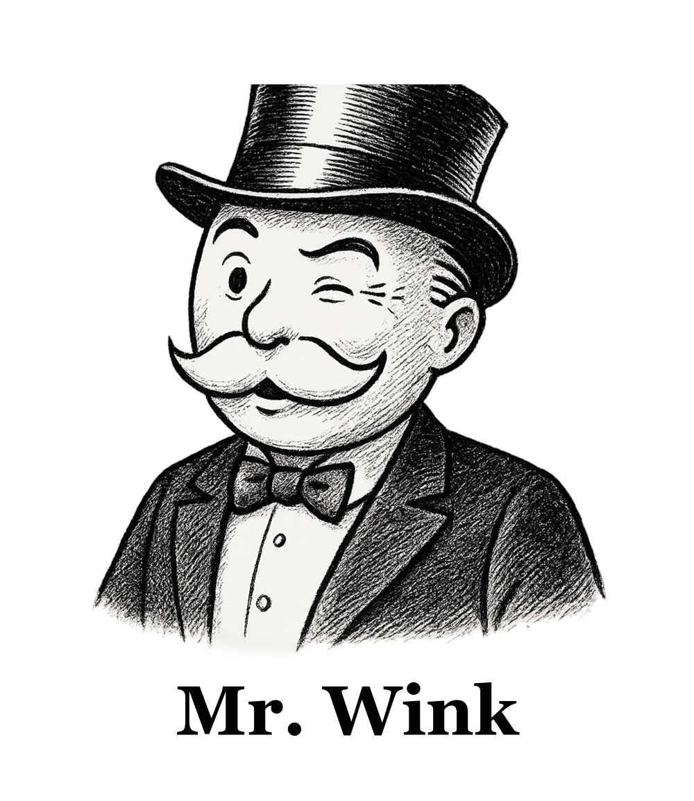 Black(Rooster) CEO caricature in the style of a Monopoly man BlackRock executive.