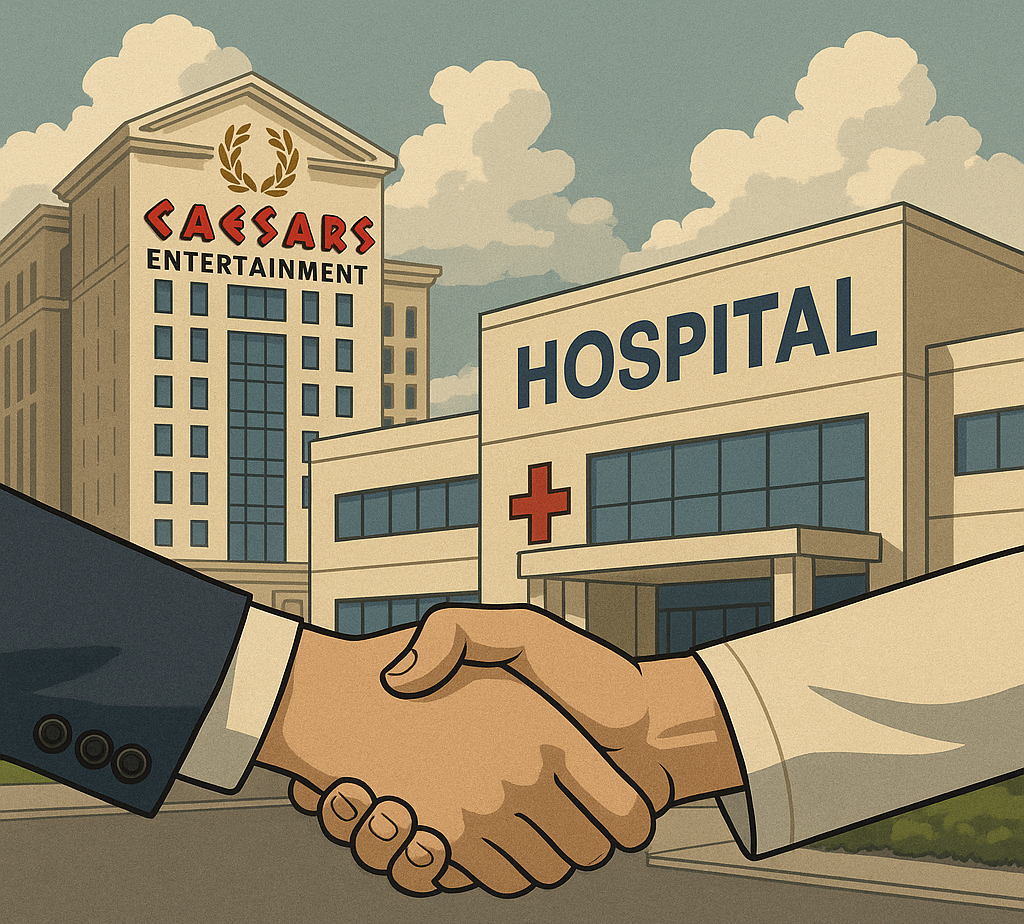 Caesars Entertainment-branded hospital exterior in Las Vegas.